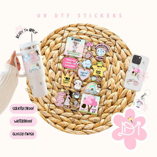 Hojas de Stickers Cristianos UV DTF – Recortables y Listos para Usar-Se Busca