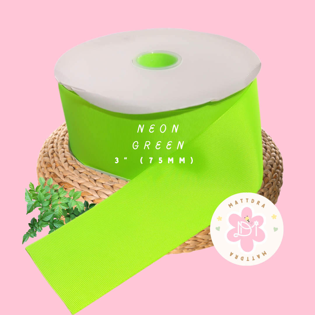 Grossgrain Ribbon 3” (75mm) Neon Green