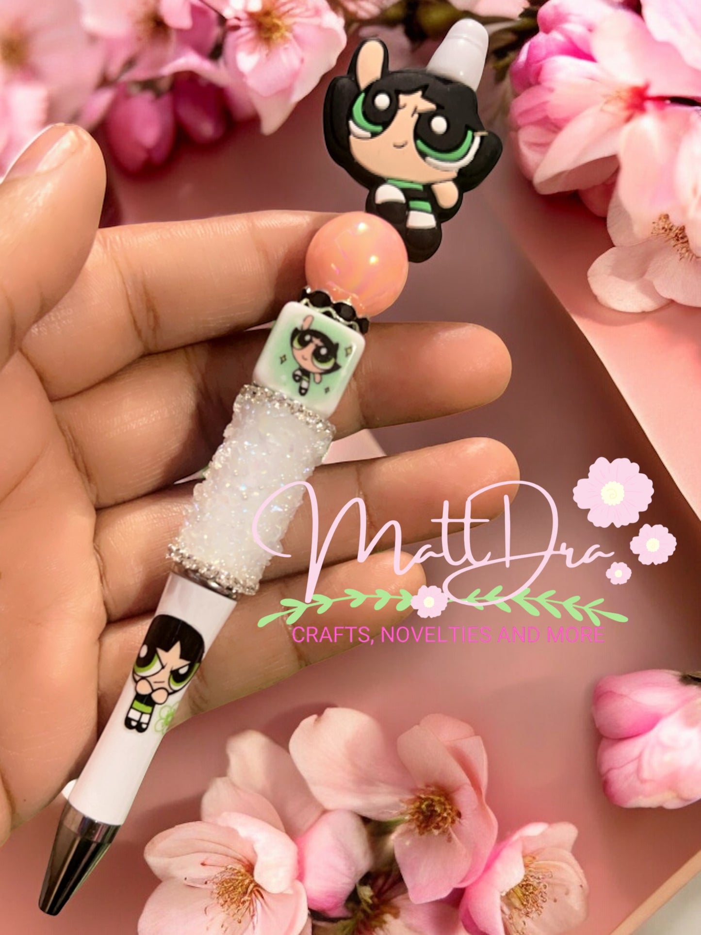 Finished beadable pen Power Puff