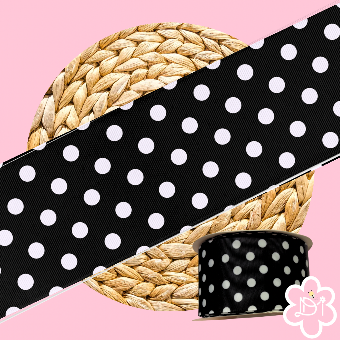 Polka dots Ribbon 3”  black