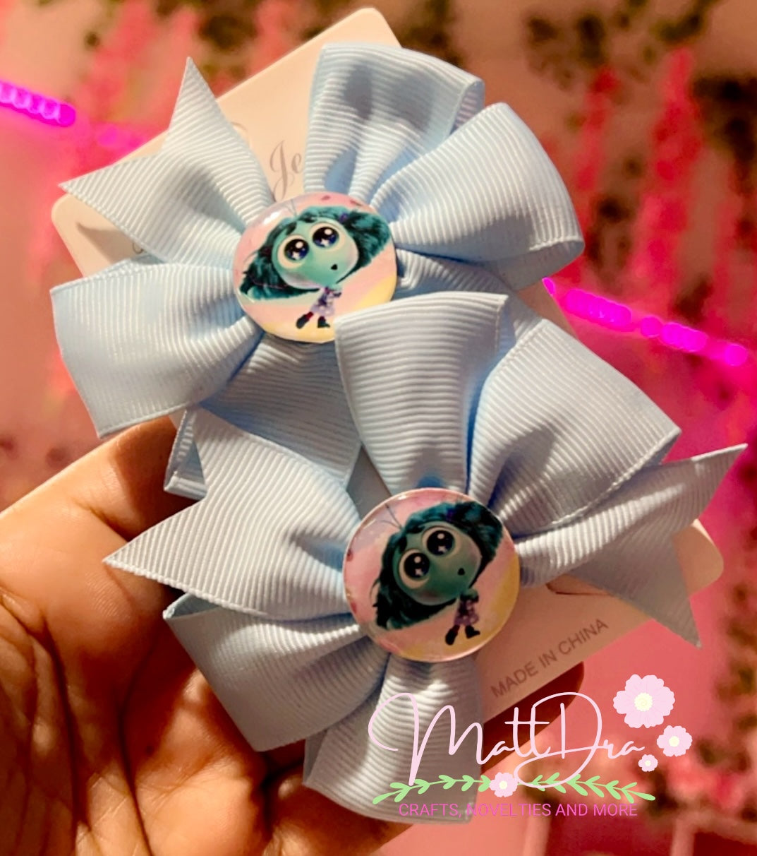 Finished Set Mini hairbows 3” aprox Inside Out 2 Envy 🩵