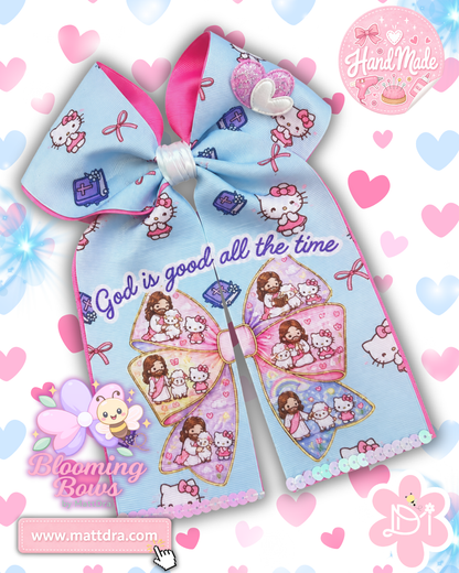 Handmade Lazo- Christian Kitty “God is Good All the Time” – Blooming Bows by MattDra