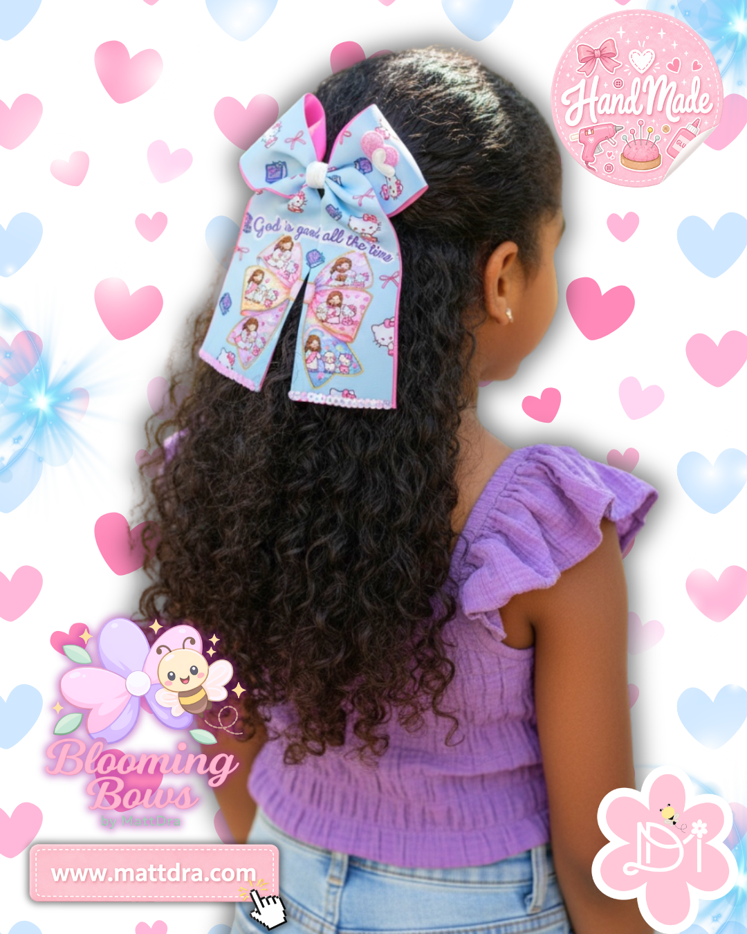 Handmade Lazo- Christian Kitty “God is Good All the Time” – Blooming Bows by MattDra