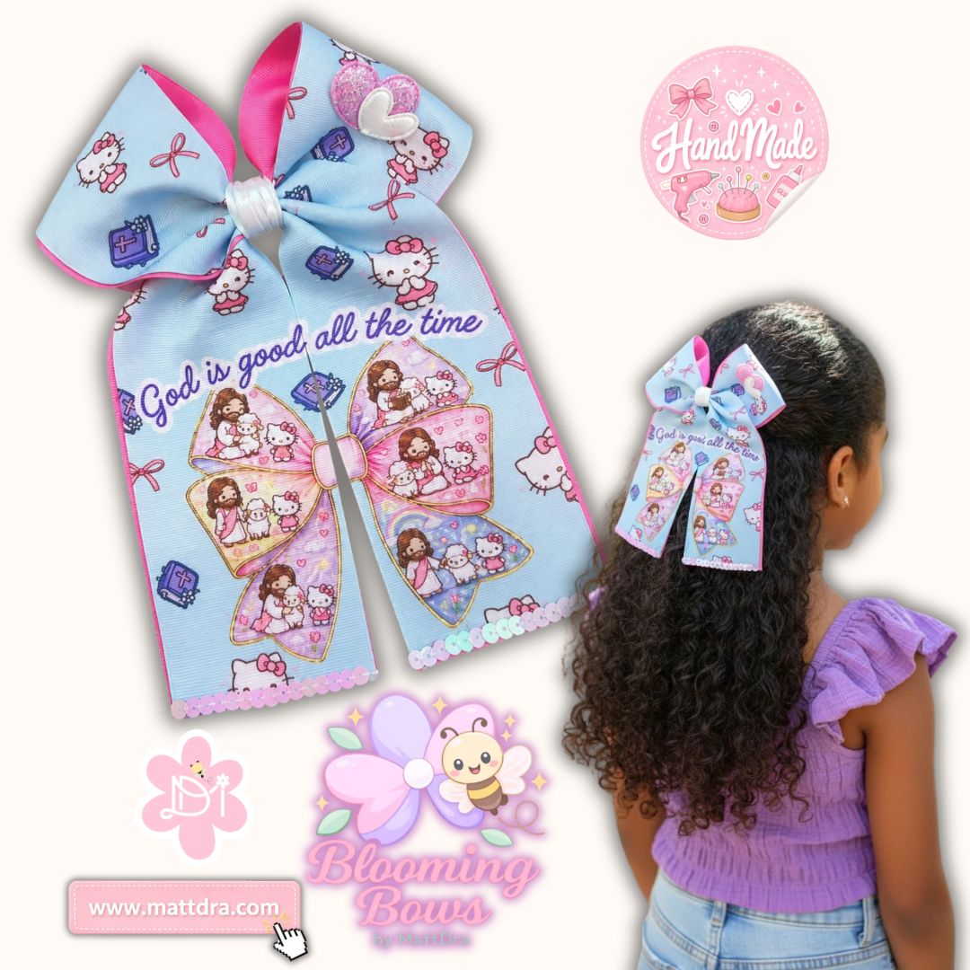 Handmade Lazo- Christian Kitty “God is Good All the Time” – Blooming Bows by MattDra