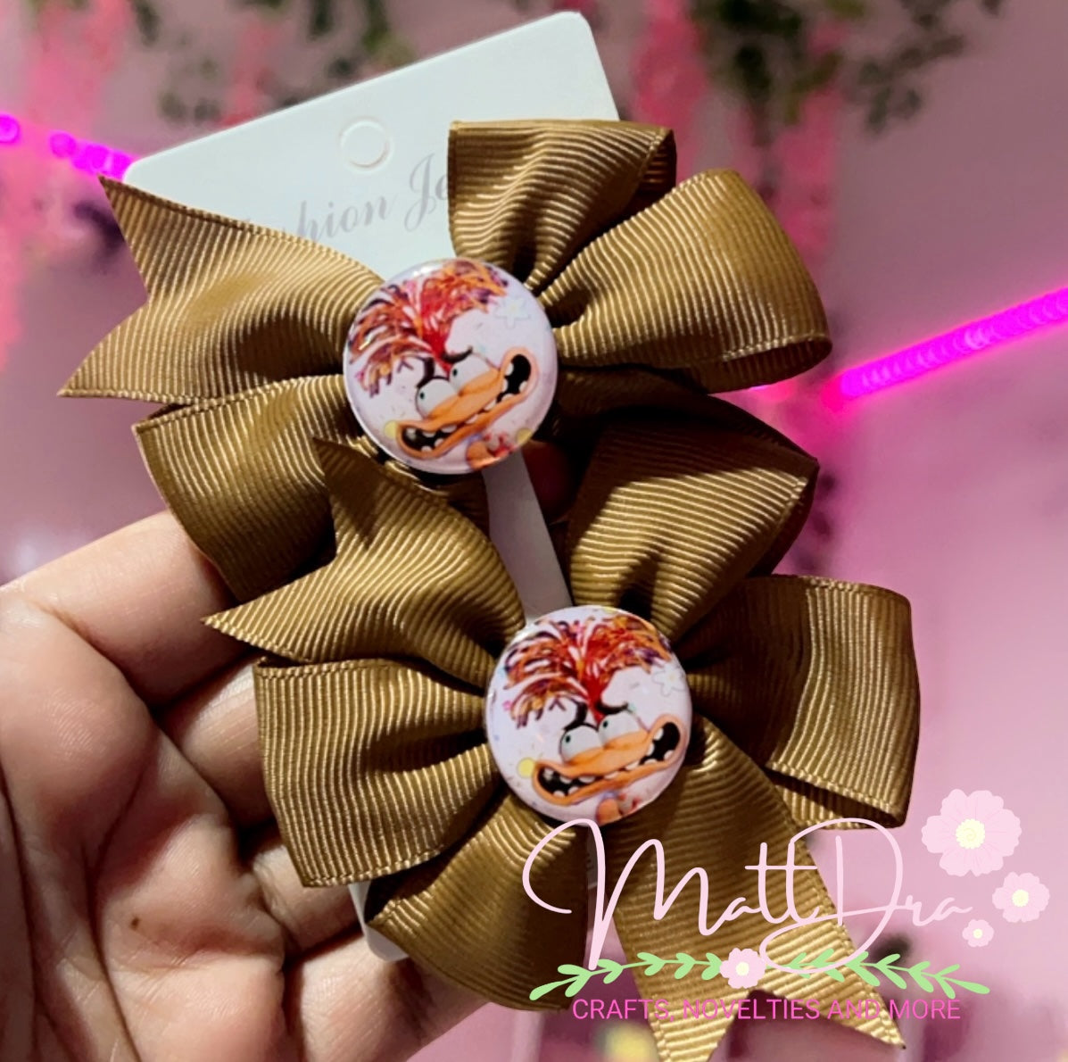 Finished Set Mini hairbows 3” aprox Anxiety 🧡🤎