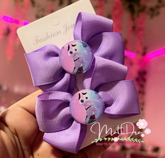 Finished Set Mini hairbows 3” aprox Inside Out 2 Fear 💜