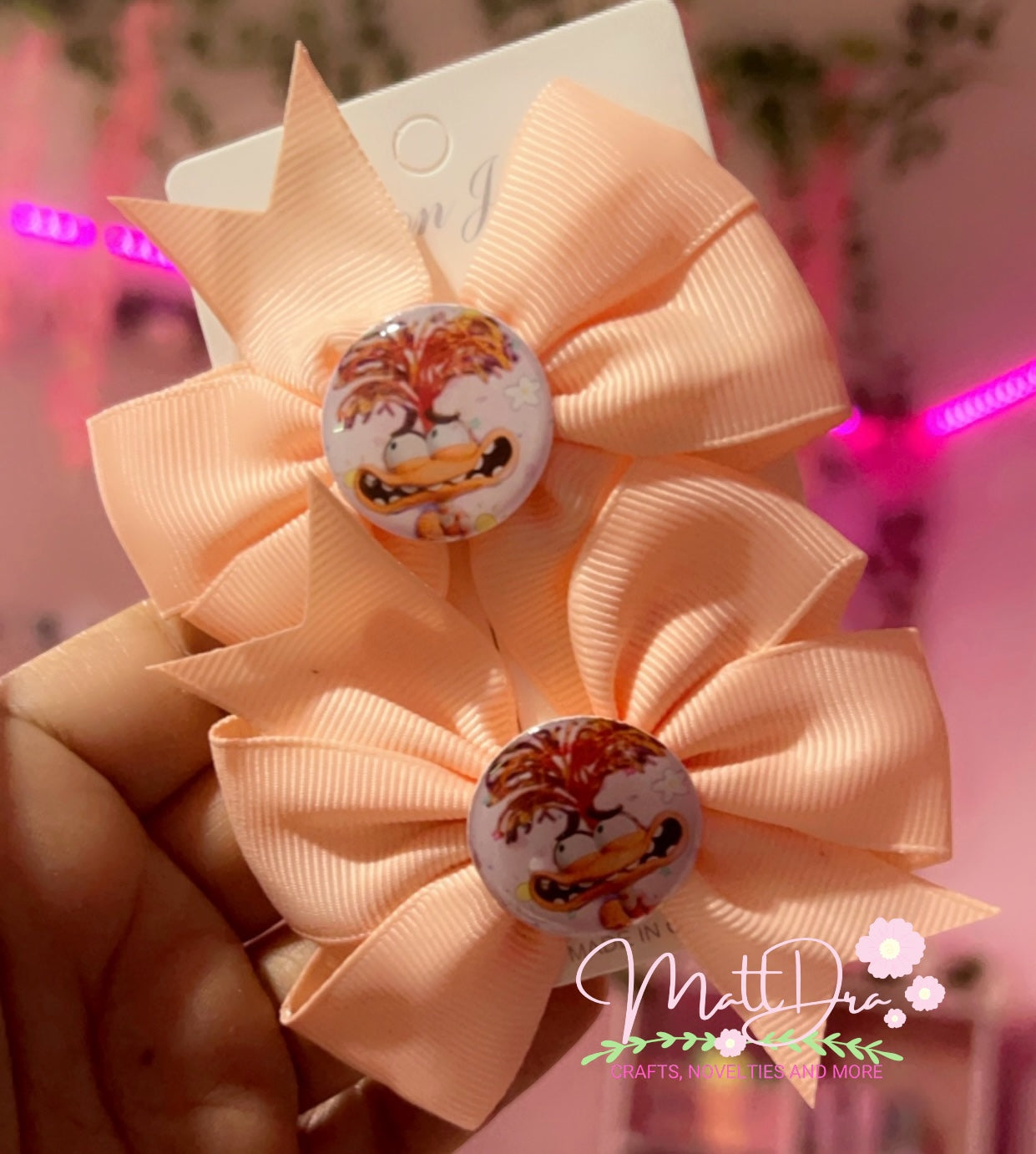 Finished Set Mini hairbows 3” aprox Anxiety 🧡🤎