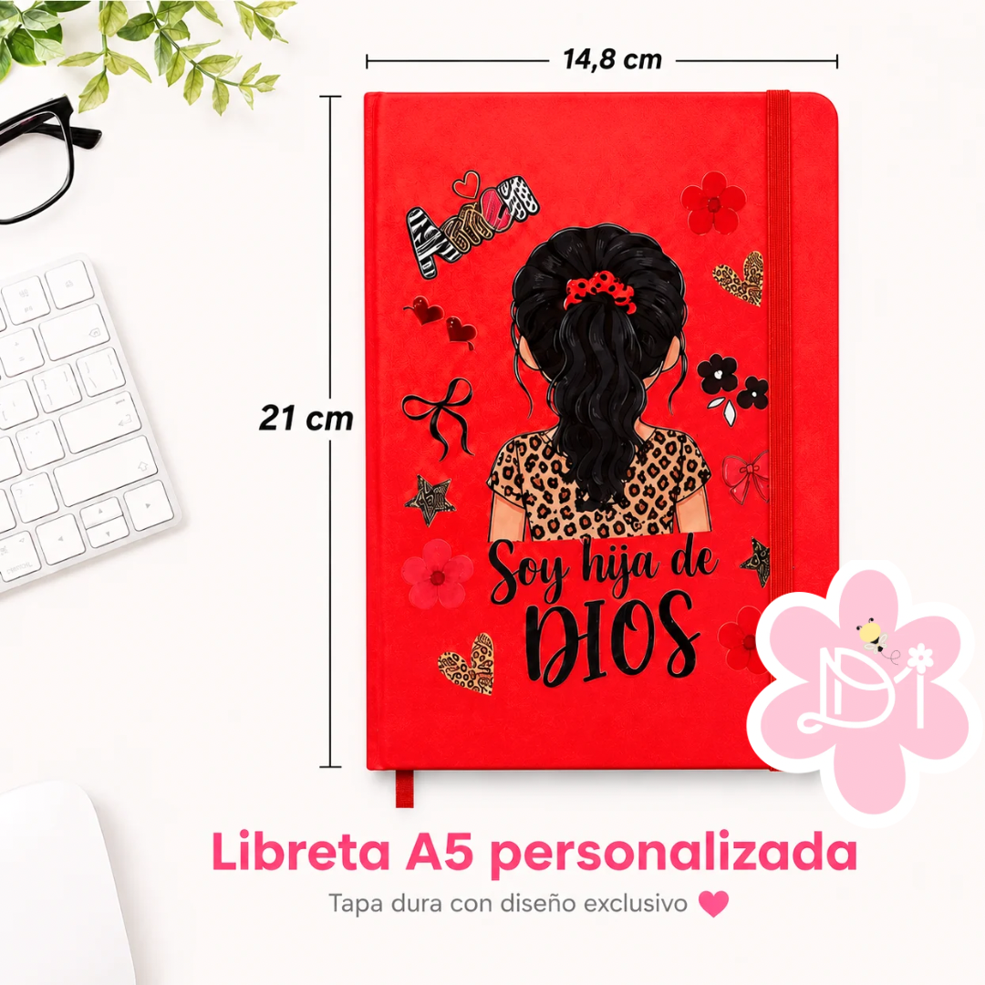 Bundle Personalizado “Soy Hija de Dios” – Taza, Libreta A5 y Bolígrafo con UV DTF | Diseño Cristiano Exclusivo MattDra