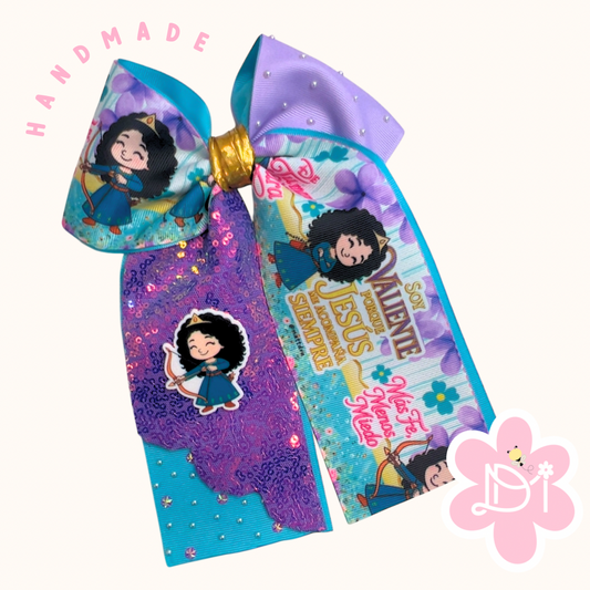 Handmade - Lazo (moño) coletero Valiente - Mensaje Cristiano