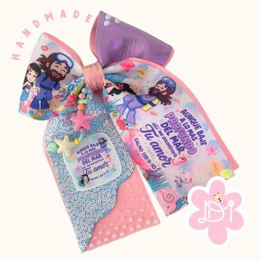 Handmade - Lazo (moño) coletero - Aunque baje a la profundidad, allí me encontrará tu amor