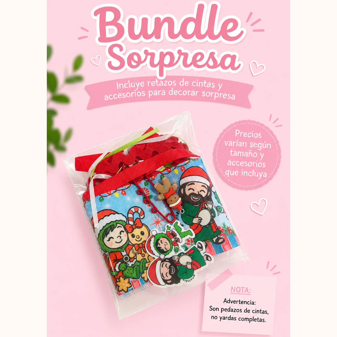 Bundle Sorpresa de Retazos de Cintas con Accesorios para Decorar| Christmas Jesus Theme