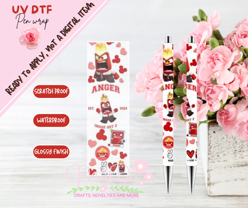 Pen Wrap Uv Dtf anger hearts