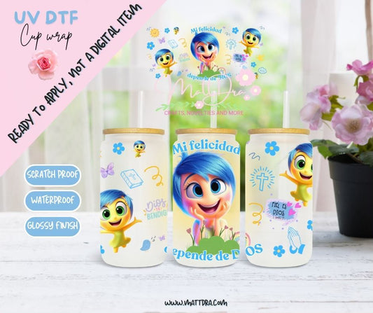 Cup Wrap Uv Dtf Joy / Mi felicidad depende de Dios / Inside Out