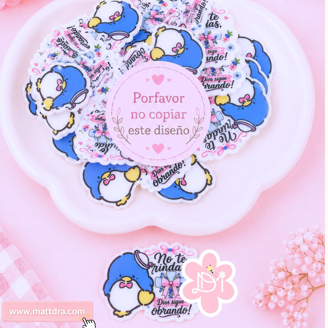 No Te Rindas, Dios Sigue Obrando Planar Resin Flatback Set | 2 Pieces | Exclusive Christian Kawaii Resin