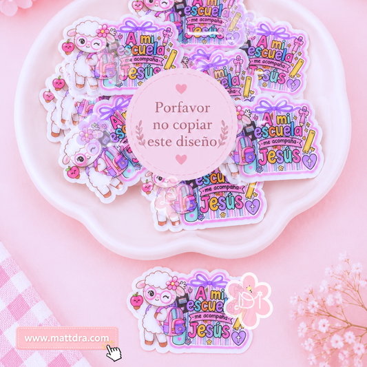 Christian Planar Resin Flatback 2PCS | A mi escuela me acompaña Jesús| Exclusive Design