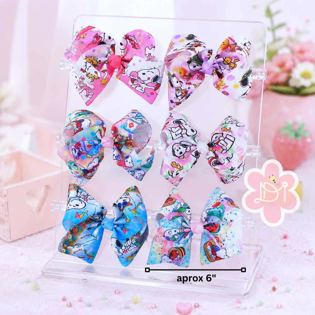 Prefabricated Snoopy Hair Bow – 6” Wide | Handmade Style | 6 Designs Available