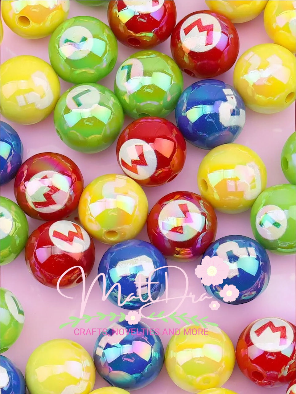 16mm Acrylic beads (10pcs mix)