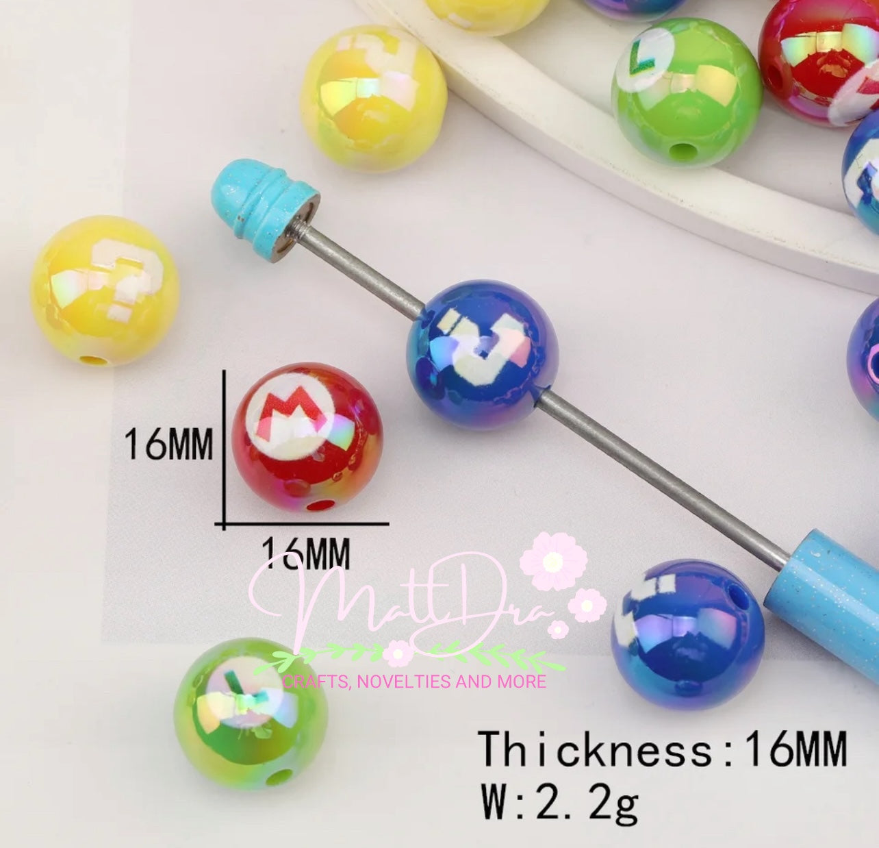 16mm Acrylic beads (10pcs mix)