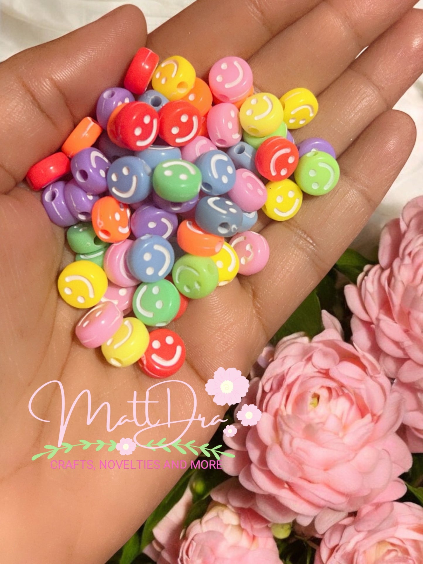 Happy face beads (15pcs mix)