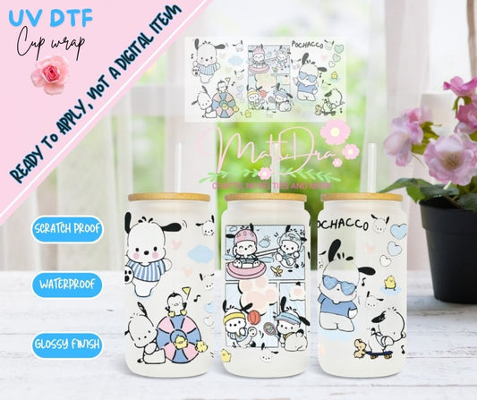 Cup Wrap Uv Dtf 160z Kawaii Dog Sports