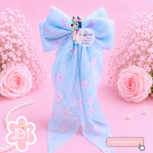 Christian Blue Floral Boutique Hair Bow for Girls | Blue Puppy with Bible Resin Design | Exclusive MattDra Resin