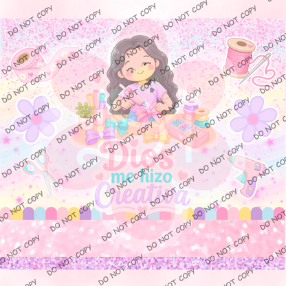 Digital Download | 20 oz Skinny Tumbler Wrap PNG | Dios me hizo creativa | Craft Lover Sublimation Design | Instant Download
