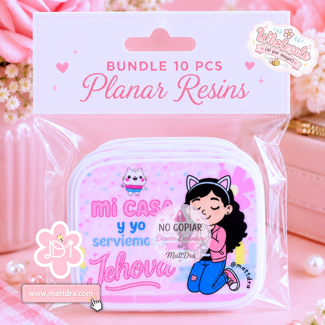Bundle 10 Christian Planar Resin Flatbacks | "Mi Casa y Yo Serviremos a Jehová" Craft Embellishments