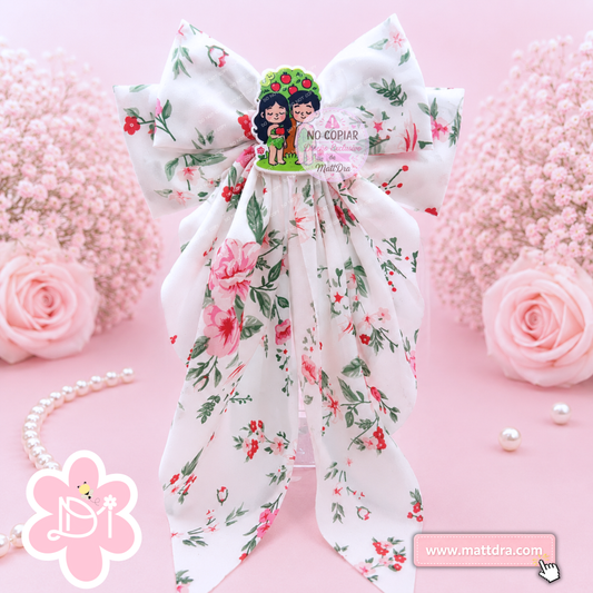 Christian White Floral Boutique Hair Bow for Girls | Adam & Eve Resin Design | Exclusive MattDra Resin