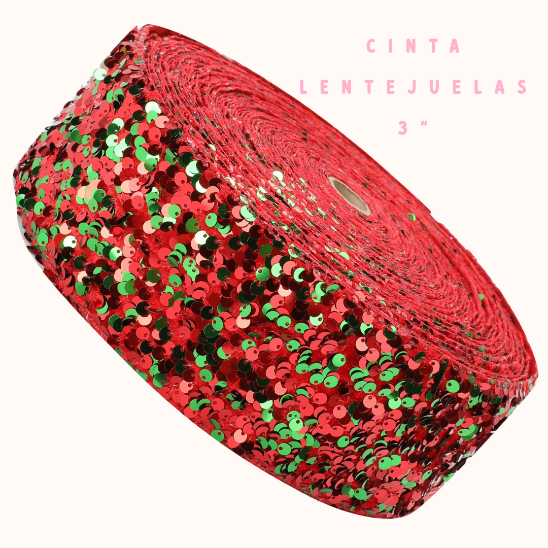 Cinta Lentejuela Gruesa dos tonos 3"