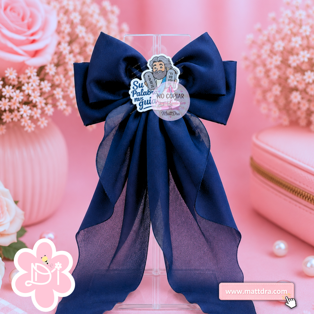 Christian Boutique Hair Bow – "Su Palabra nos guía" Handmade Oversized Hair Bow | Faith-Based Girls Hair Accessory