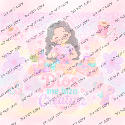 Digital Mouse Pad PNG Design – "Dios me hizo Creativa" | Christian Mouse Pad Sublimation Design | Instant Download