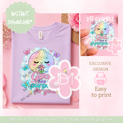 God Has a Purpose for You PNG | Christian Dumpling Digital Design | Cute Faith PNG |  Instant Download