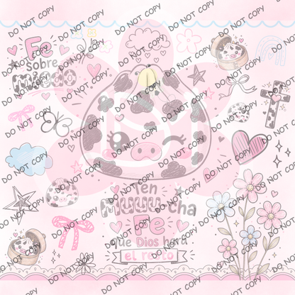 Digital 20 oz Skinny Tumbler PNG – Ten Muuu-cha Fe que Dios hará el resto | Cute Cow Dumpling Christian Sublimation Wrap | Instant Download